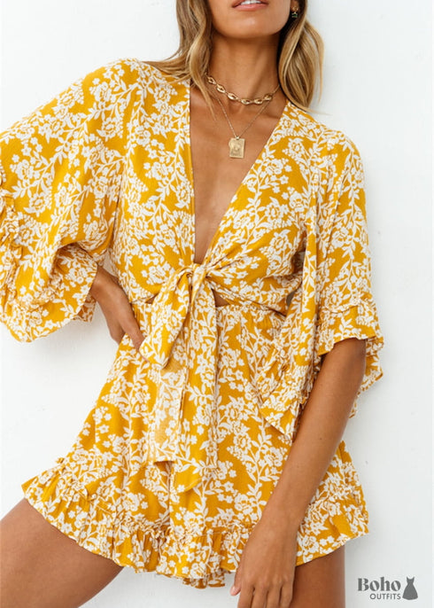 Boho Romper Mini Summer Dress Teagan